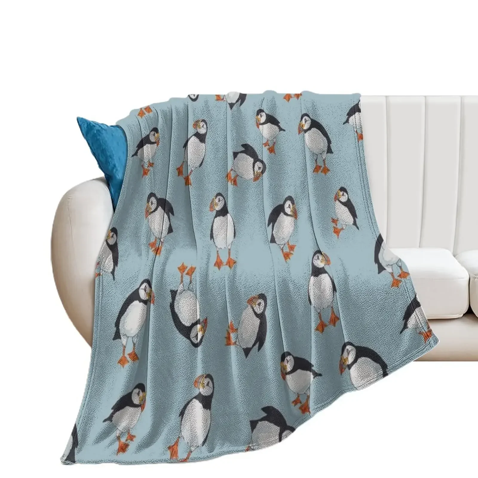 Perfectly Perfect Puffins! Throw Blanket Hairy Blankets For Sofas manga Blankets