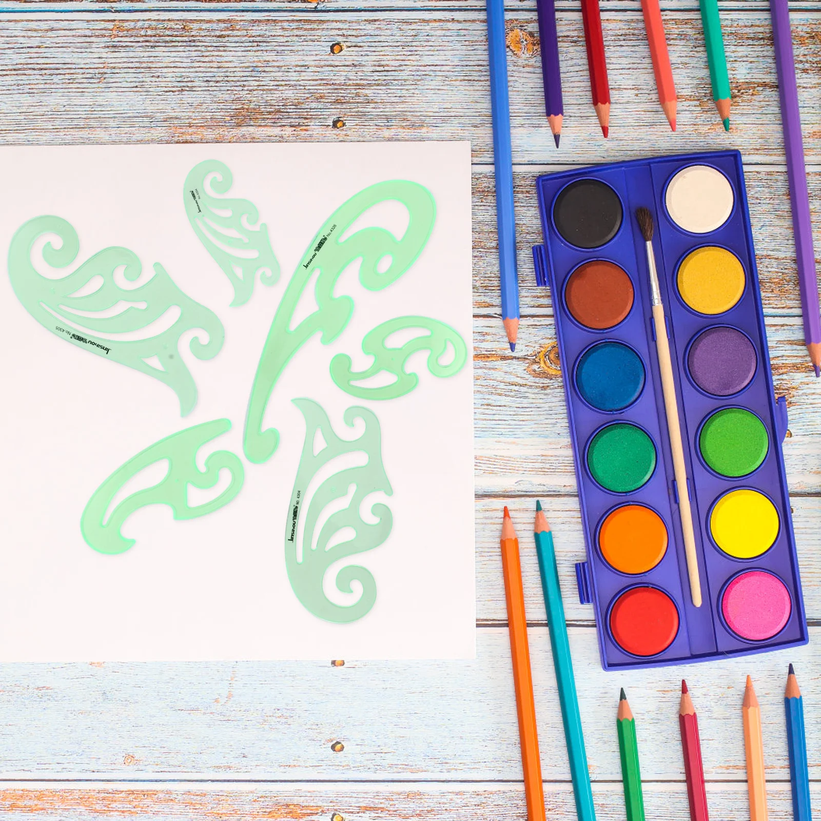 مجموعة مساطر رسم مكونة من 6 قطع، مجموعة مسطرة بلاستيكية متعددة الأشكال للمدارس والمكاتب والمشروعات الفنية، مسطرة بلاستيكية متعددة الاستخدامات