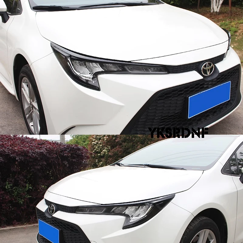 Beautify For Toyota Corolla 2020 2021 2022 ABS Black Headlight Front Lamp Eyelid Cover Decor 2PCS Car Exterior Accessories