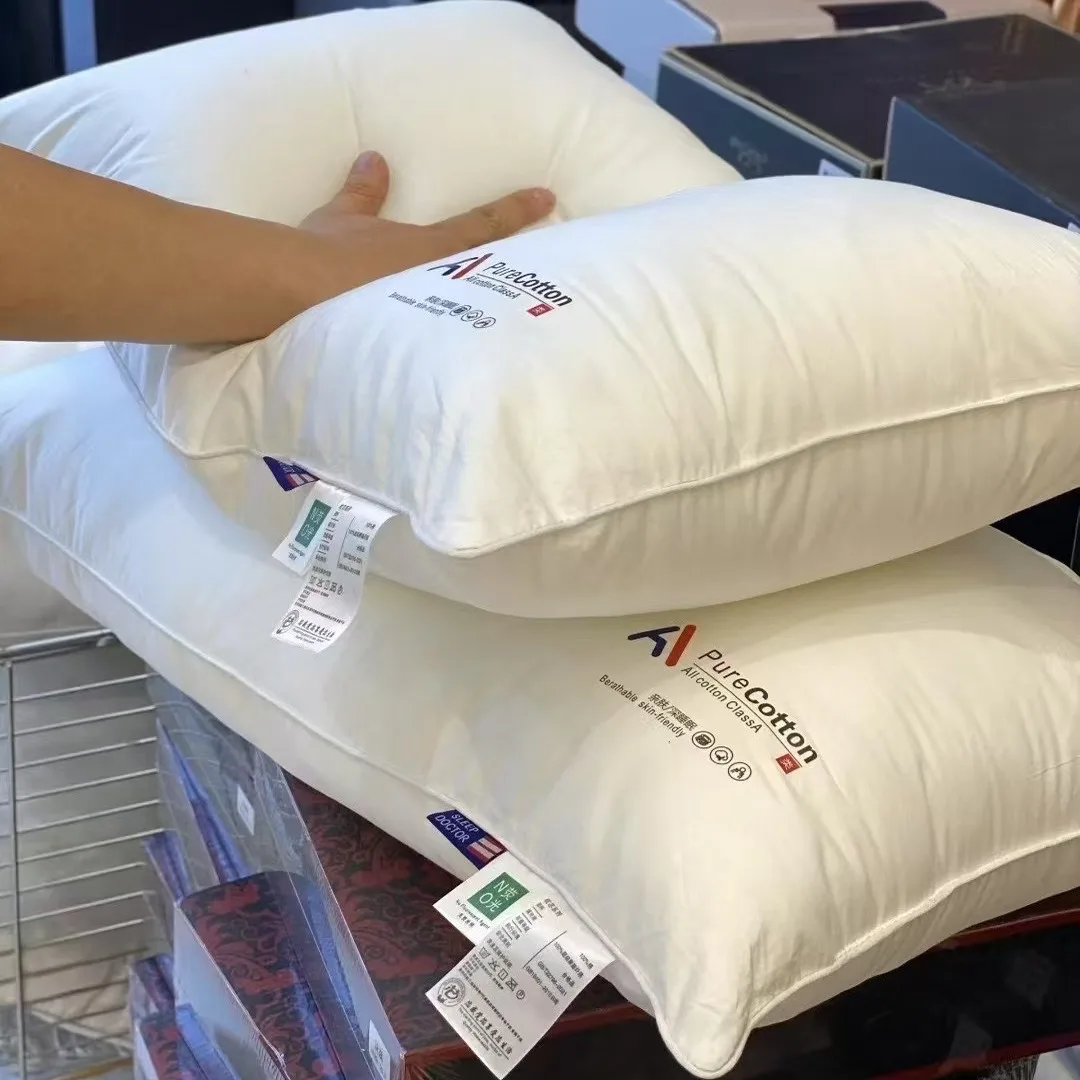 

Подушка для отелей из чистого хлопка с эффектом памяти, для взрослых, с поддержкой шеи, для домашнего использования, средней жесткости, для односпальной кровати