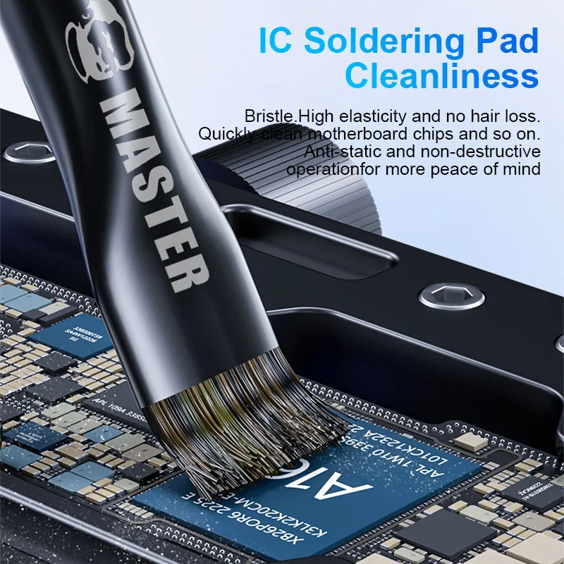 MECHANIC Motherboard Chip Glue Removal Brush for Mobile Phone Laptop Pad Good Toughness Steel/Pig Mane Degumming Brush