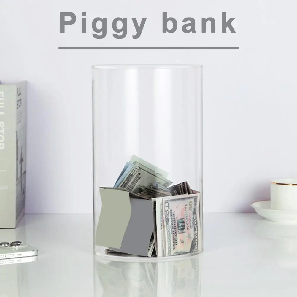 Banco Piggy acrílico transparente para adultos e crianças, Banco de moeda inquebrável, Money Saving Jar, Casa