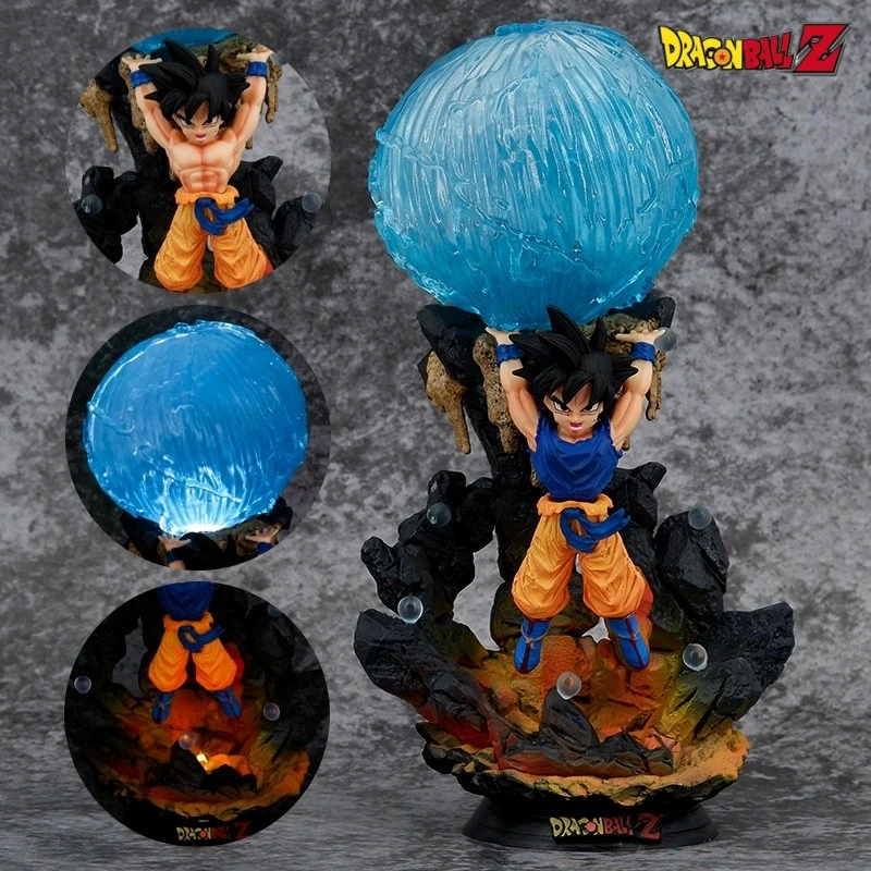 

Dragon Ball Z Majin Buu Figure Son Goku 25cm Frieza Spirit Bomb LED Light Anime Figures PVC Statue Figurine Model Doll Toy Gift