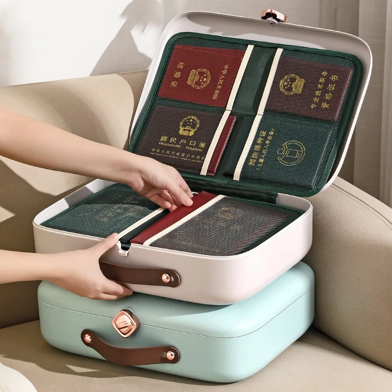 Multi-Layer Document Tickets Storage Box Certificate File Bills Organizer Case Home Travel Passport Briefcase Office Organizer