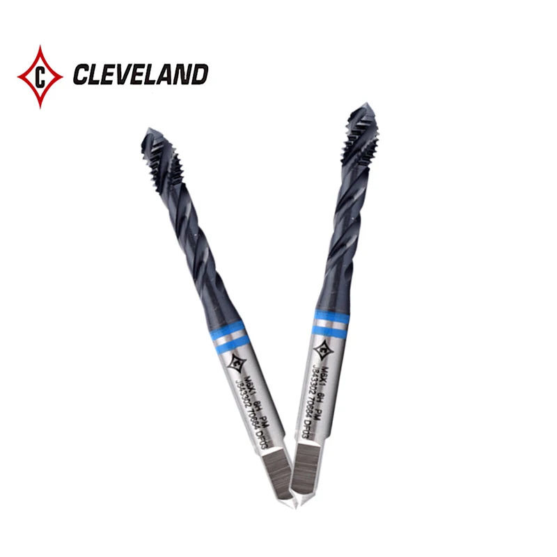 CLEVELLAND HSS-PM JP 나선형 플루트 탭, M3 M4 M5 M6 M8 M10 M12 M14 M16, 스테인레스 스틸용 기계 나사 탭