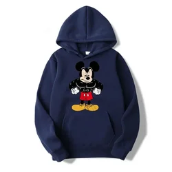 Tough Mickey Mouse Male Sweatshirts Pocket Anime Print Long Sleeve Clothing Popular Daily Men Hoodies Autumn Winter Pullover