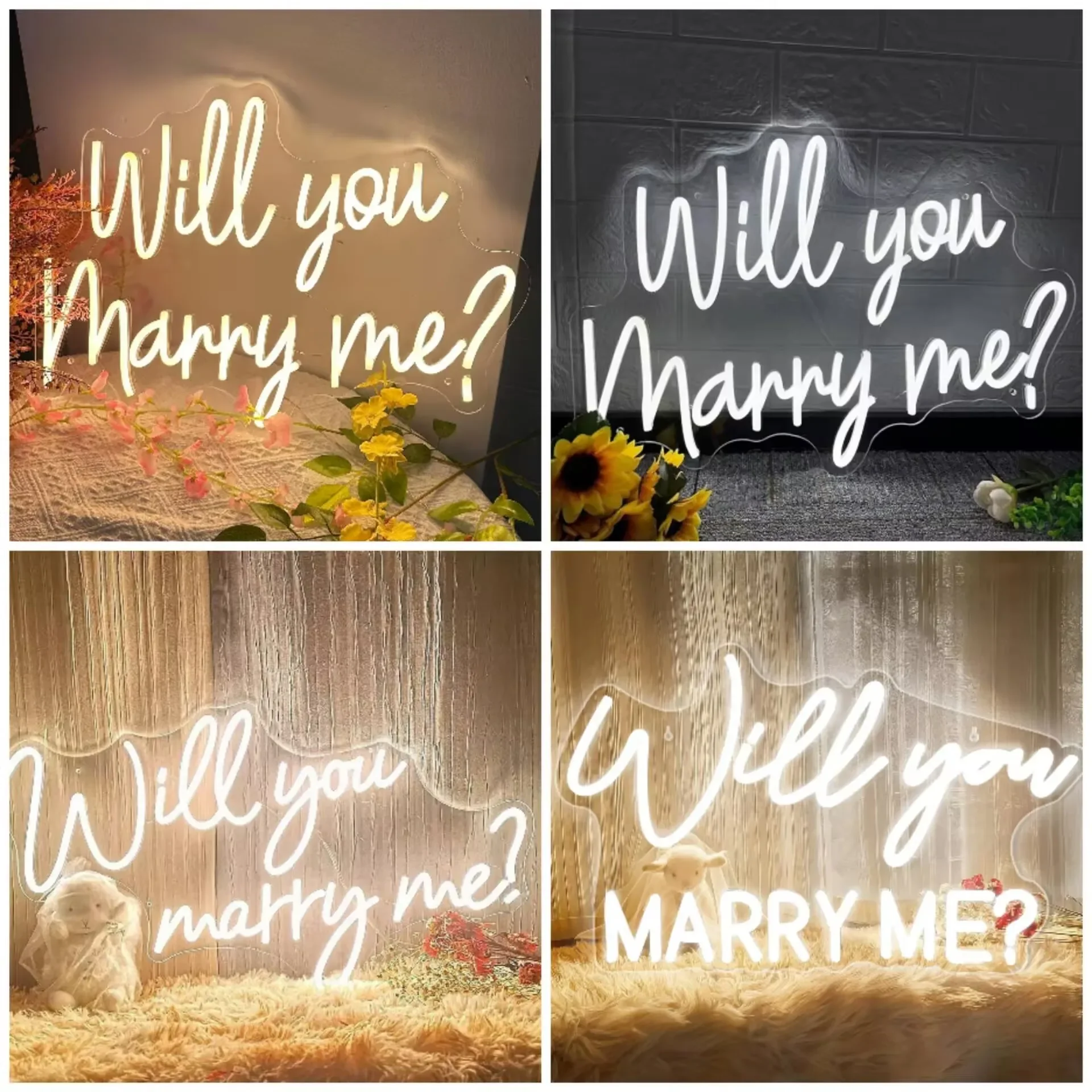 Will You Marry Me Neon Sign Romantic LED Wall Art USB Powered Acrylic Glow Lamp Proposal Decor Novelty Gift Hanging Light