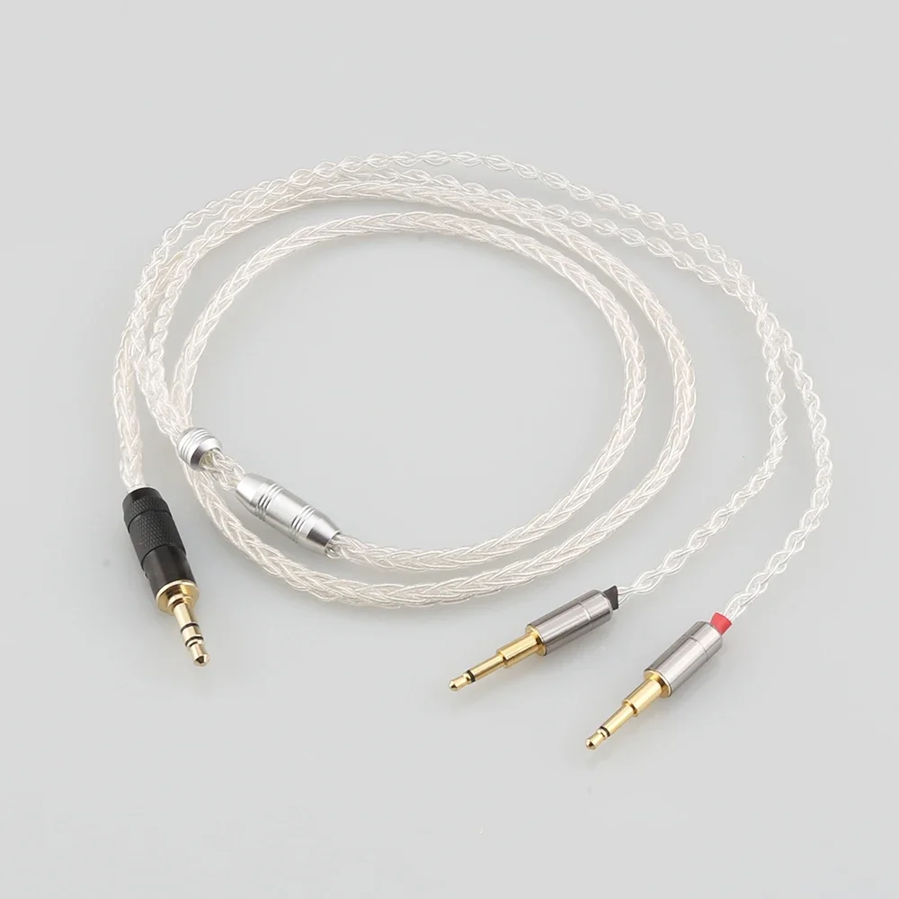 シルバーメッキヘッドフォンアップグレードケーブル,8コア,オーディオキャスト,oppo PM-1, PM-2,新品,ステレオ,アップグレード,3.5mm