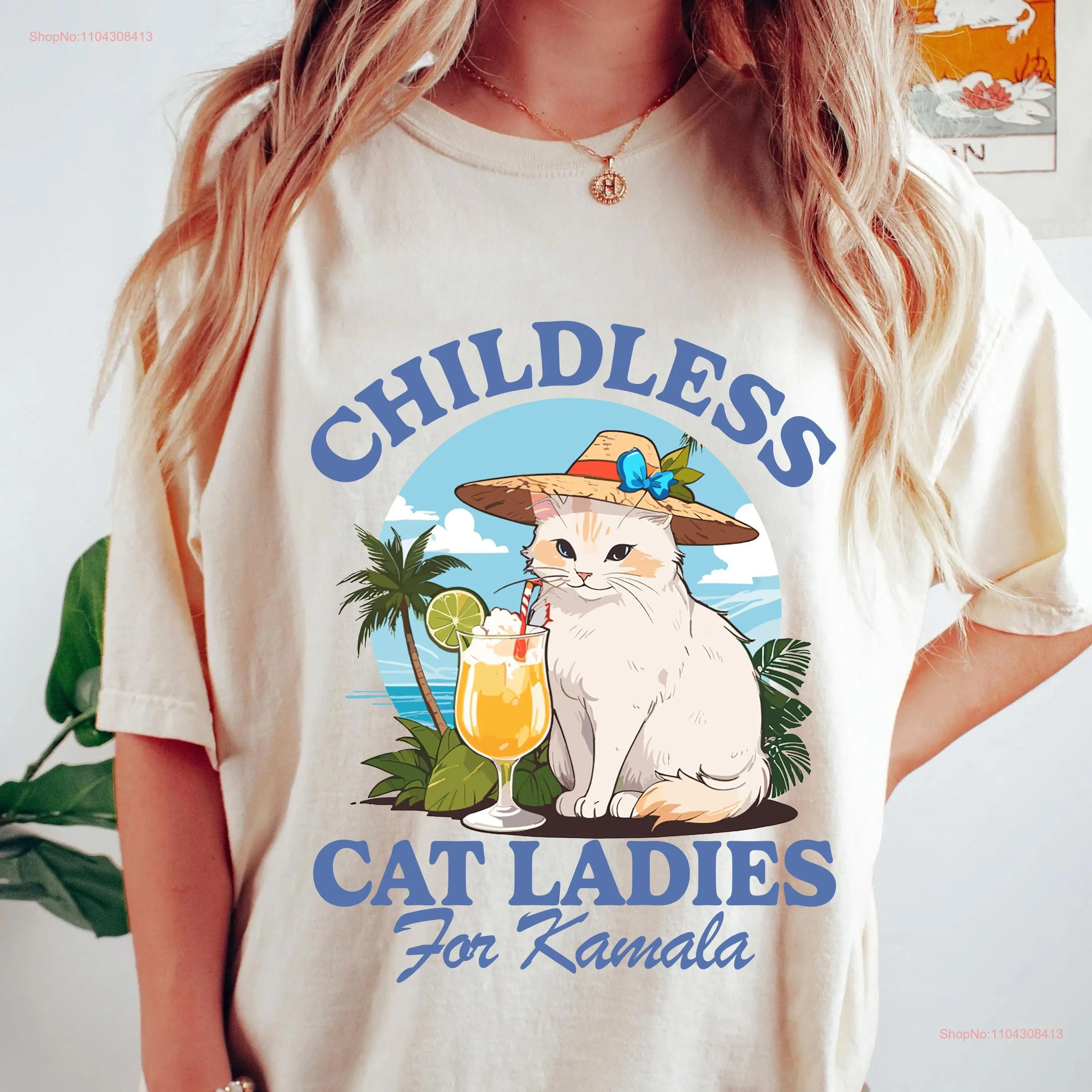 Childless Cat Lady Kamala T Shirt Harris President 2024 Womens Power Girl Democrat Equal Rights Election