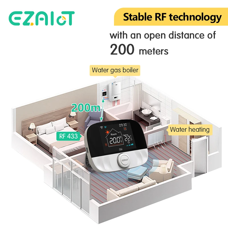 Smart RF Wireless Thermostat WiFi Tuya Gas Boiler Heating Temperature Remote Controller Receiver Programmable Thermoregulator