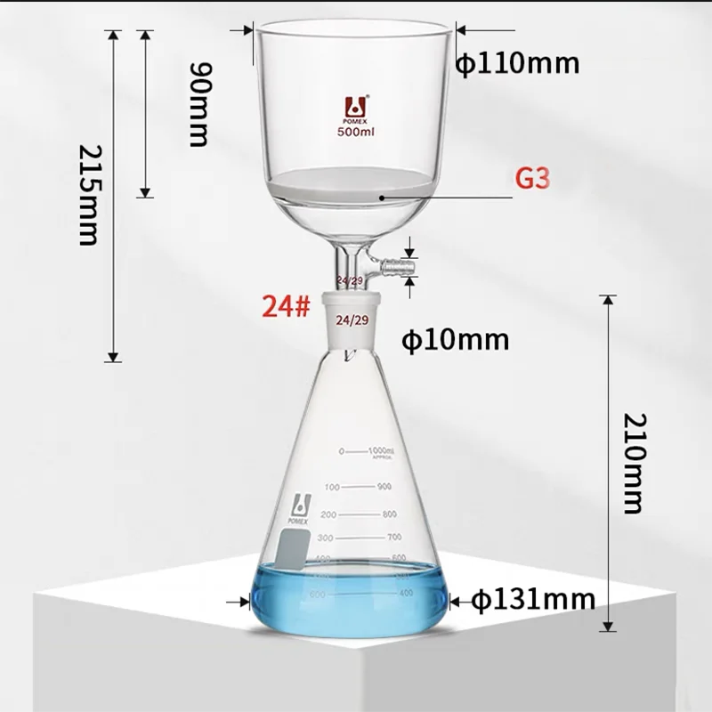 실험실 진공 여과 장치 G3 모래 코어 필터 장비 Buchner 깔때기 흡입 여과 장치 50/100/250/500ml