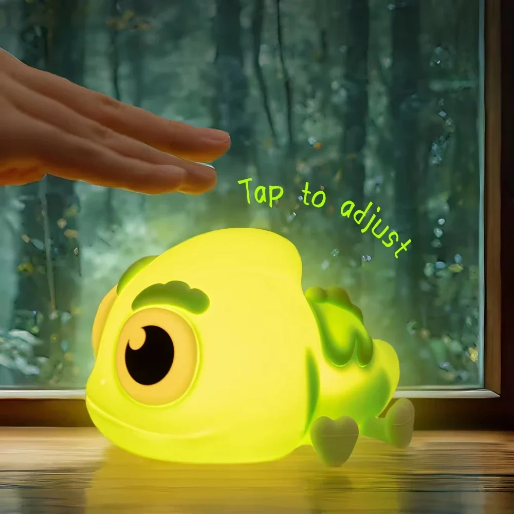 ضوء ليلي LED أخضر الحرباء - مصباح سيليكون رفيق النوم لسطح المكتب، مصباح مستشعر اللمس قابل لإعادة الشحن - عيد الميلاد G #2