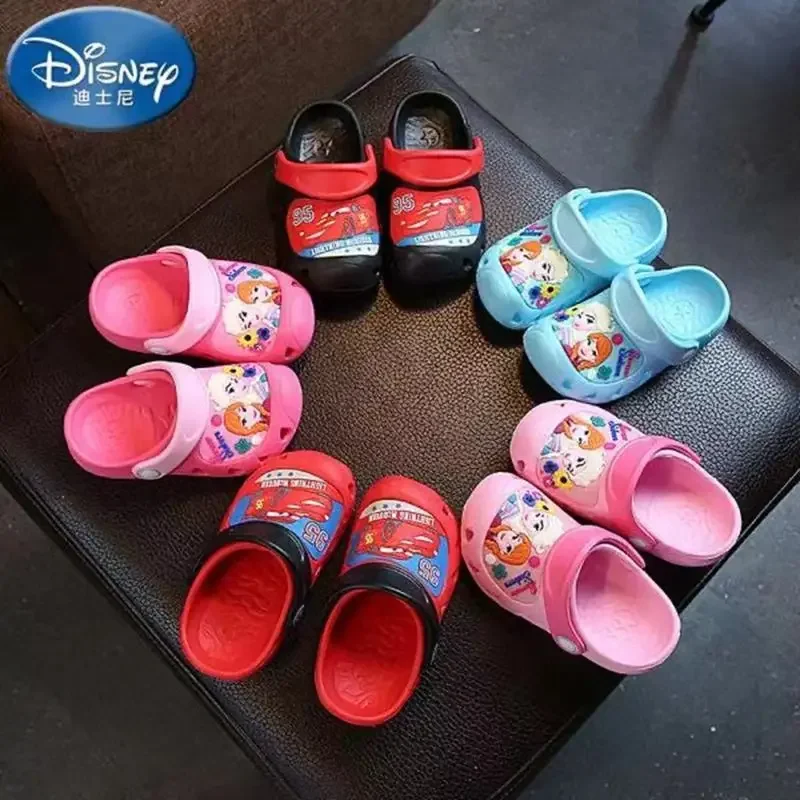 Disney Children Garden Shoes Baby Boy Girl Slippers Cartoon Mickey Mcqueen Cars Summer Kid Indoor Non-slip Beach Sandal Size 150