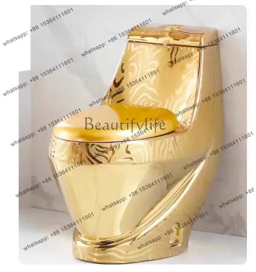 YJ Toilet Bowl Water Closet One Piece Gold Ceramic Toilet Royal Luxury Electroplated Golden Color Round Sanitary Ware