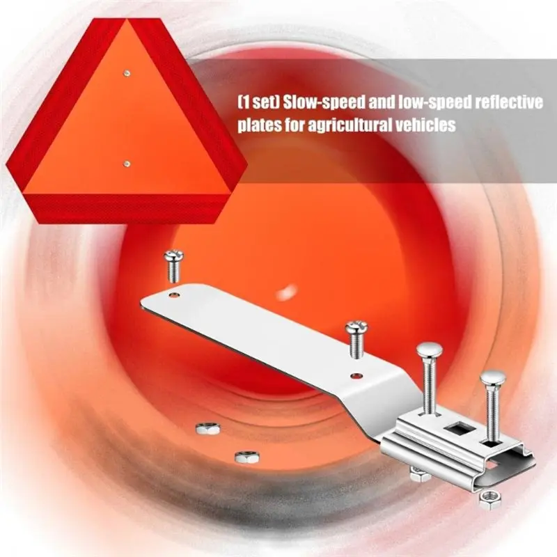 BAAE Aluminum Alloy Reflective Warning Sign Triangle With Mounting Hardware For Slow Vehicle For Farm Equipment Trailers