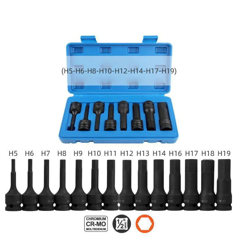 Imagem -02 - Impact Screwdriver Hex Bit Socket Bit Drive Cr-mo Steel Air Allen Keys Screwdriver Bit Metric H5toh22 Cr-mo para Reparo Automático