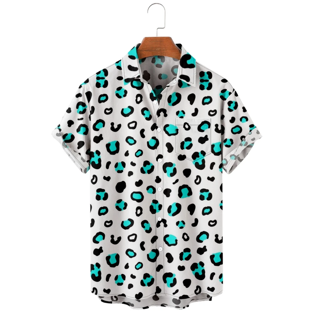 

Men's Hawaiian Shirt loose top 3D Spotted Leopard Print men's shirt fashion shirt men's T-shirt breathable summer short sleeve