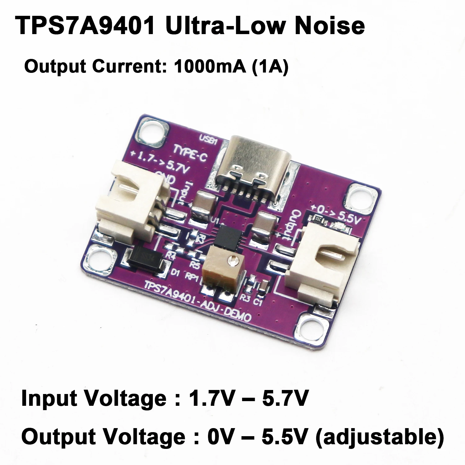 TPS7A9401 Ultra Low Noise Linear Voltage Regulator Module 1A 0-5,5V Einstellbares OCXO PLL Radar RF Mikrowellen-LDO 5V Netzteil