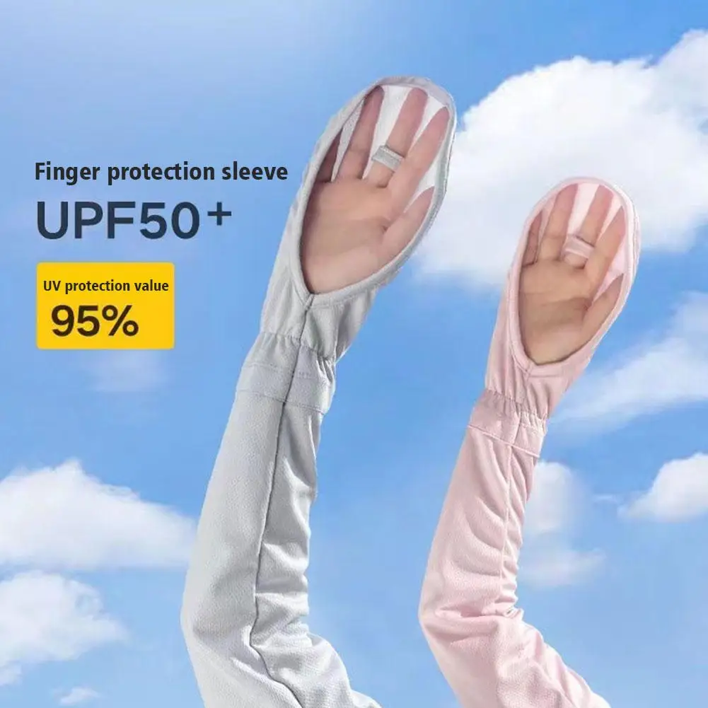 Guantes de manga de hielo de seda para mujer, Mangas de brazo sueltas y transpirables, protección solar UV para conducción al aire libre, verano, 1