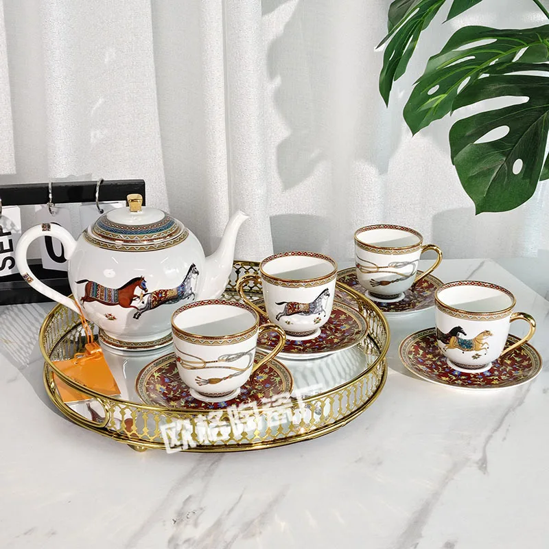 

Бытовой керамический чайник, кофейная чашка, тарелка, комбинированная посуда, идеально подходит для ежедневного использования на завтрак, чаю, кофе