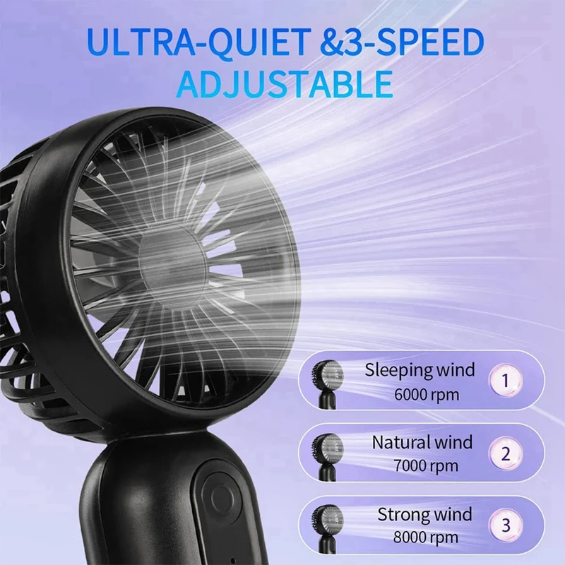 2 pacotes quentes de mini ventilador portátil, ventilador portátil pequeno, ventilador de cílios pessoal alimentado por bateria usb com 3 velocidades