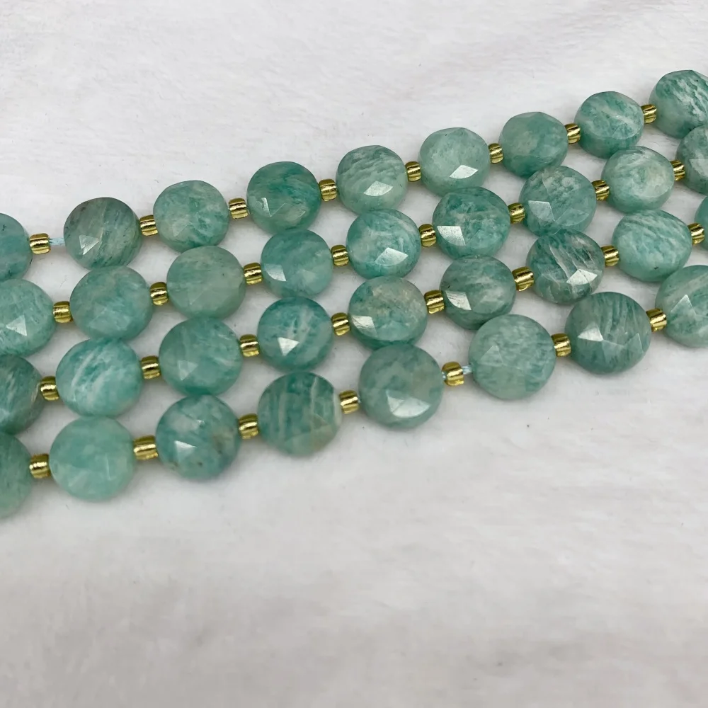 Natural 10mm Citrine hexagram circular cutting surface Amazonite Loose Bead DIY Earrings Necklace Bracelet Jewelry Making
