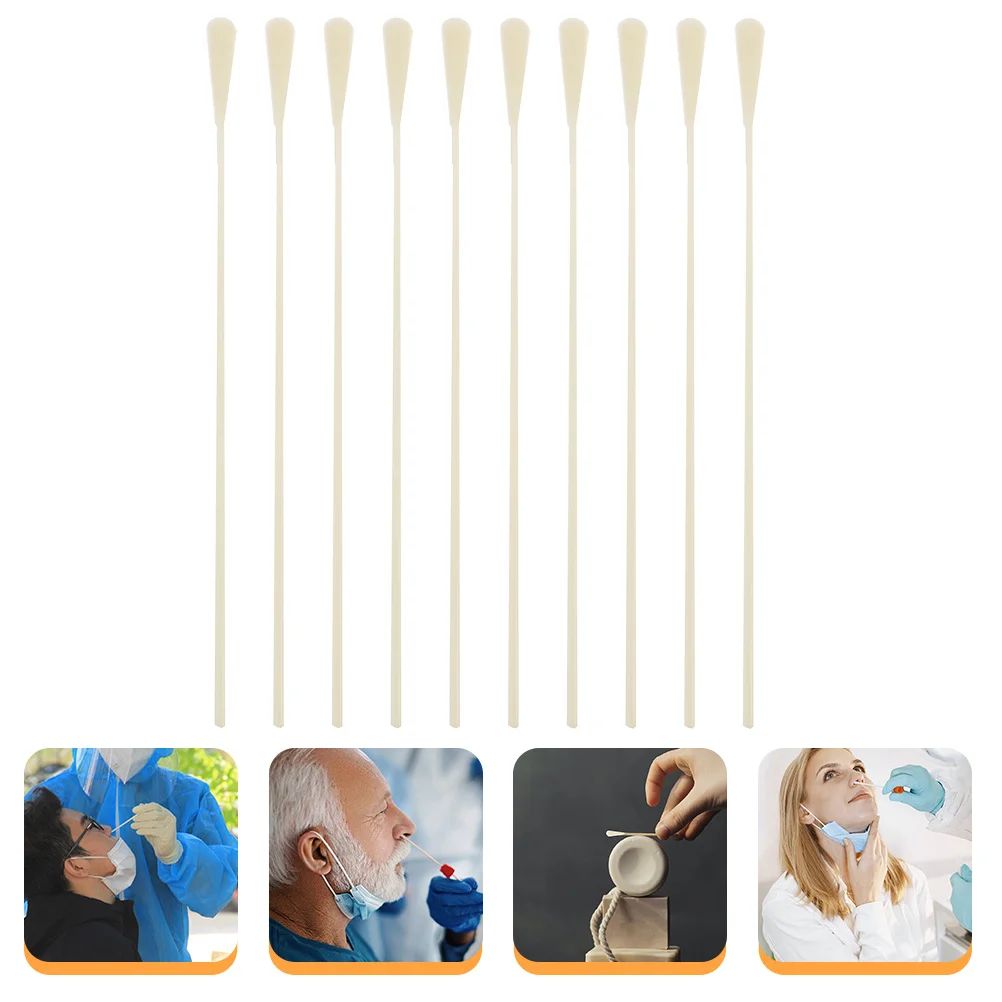 

10 шт. одноразовых тампонов для горла с флокированным наконечником для комфортного сбора образцов, для использования в больницах, для отбора образцов слизи из глотки