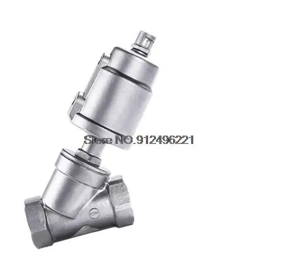 

1/4" 3/8" 1/2" 3/4" 1" BSPT Female Y Shaped 304 Stainless Steel Pneumatic Actuated Angle Seat Valve Steam Gas Oil Water