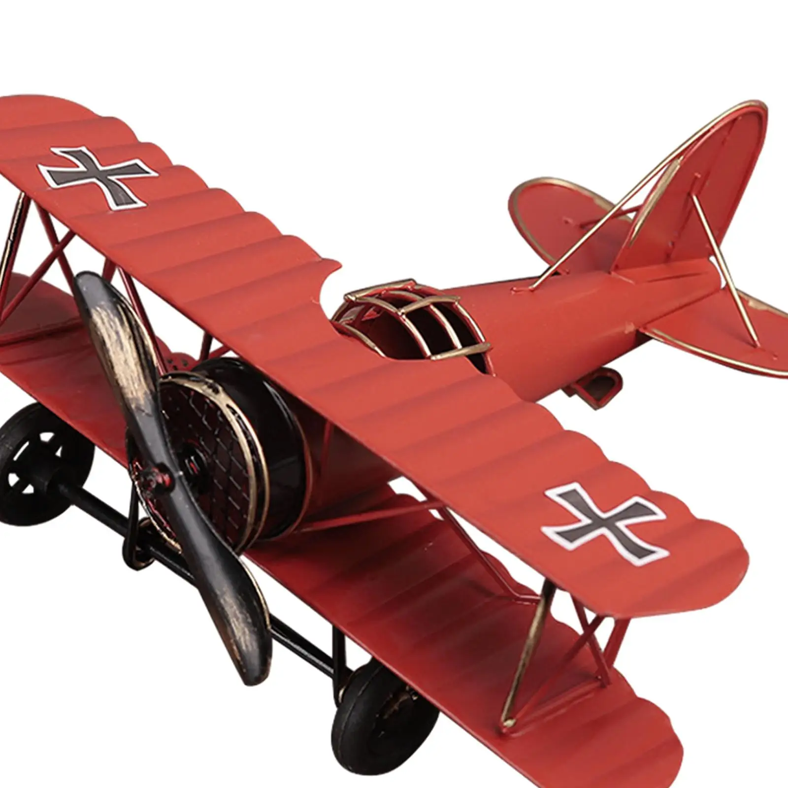 Retro Aircraft Model Vintage Iron Biplane Sculpture Metal Plane Decoration for Home Office Shelf Toy Gift