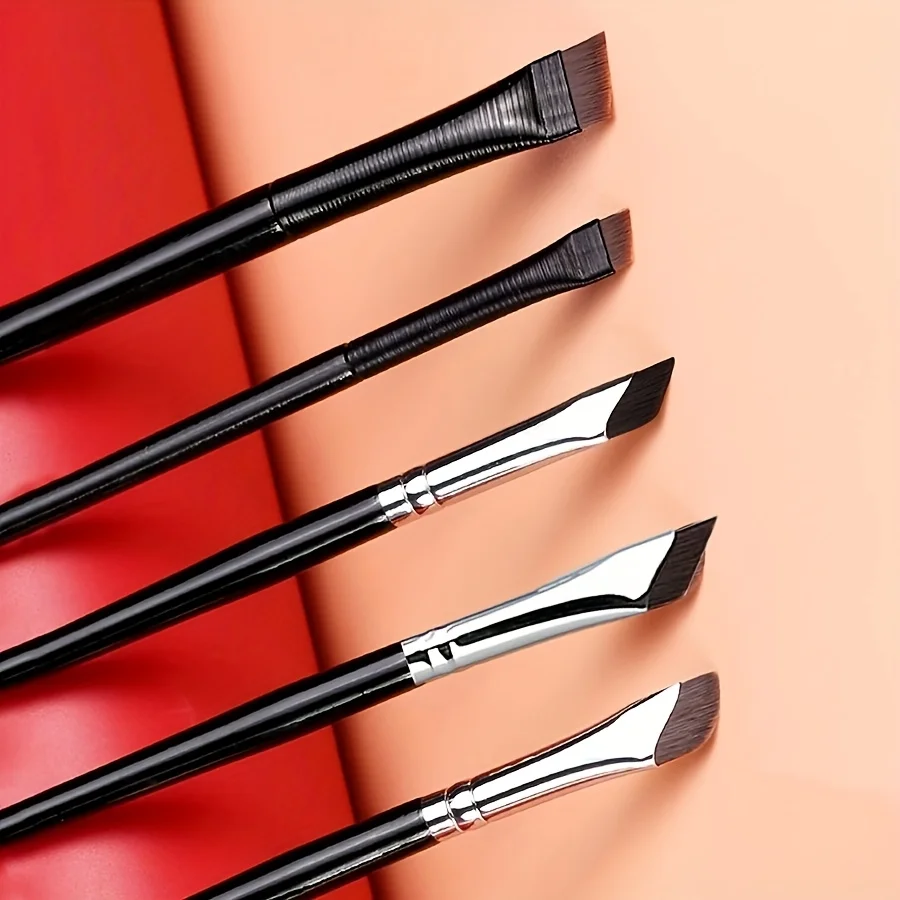 5 delicate sickle shaped eyeliner brushes, bevel eyeliner brushes and eyebrow brushes