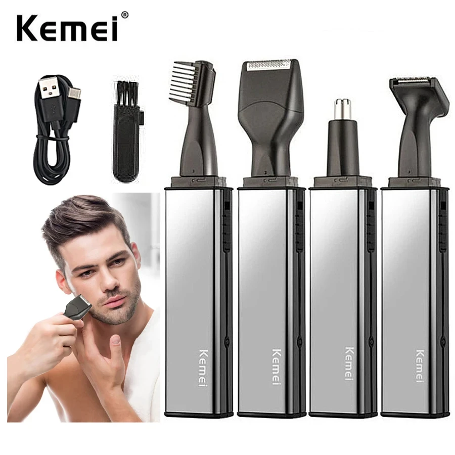 

Kemei KM-6636 4 in1 Electric Ear And Nose Hair Trimmer Shaver Clipper Rechargeable Razor Shaving Device