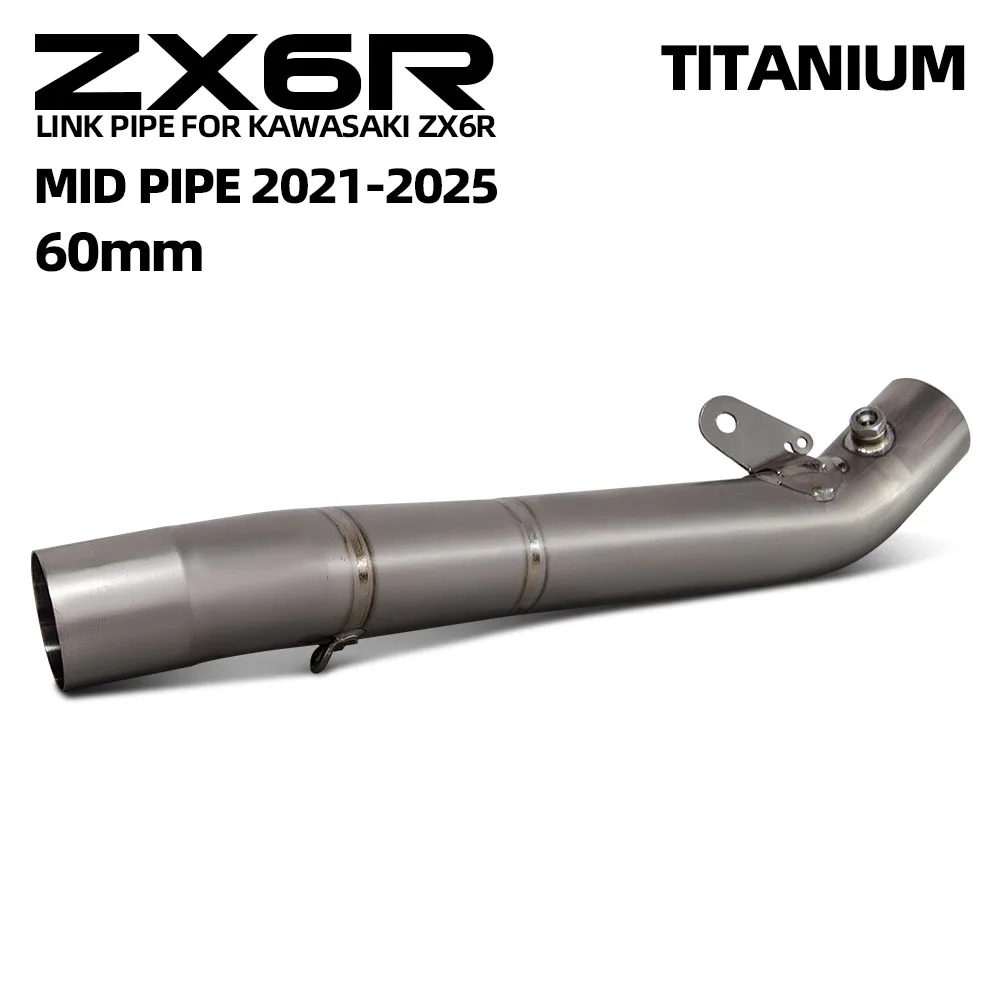 

For Kawasaki ZX6R ZX-6R ZX636 2021-2026 60MM Slip-On Line Link Pipe High Performance Sport Bike Motorcycle