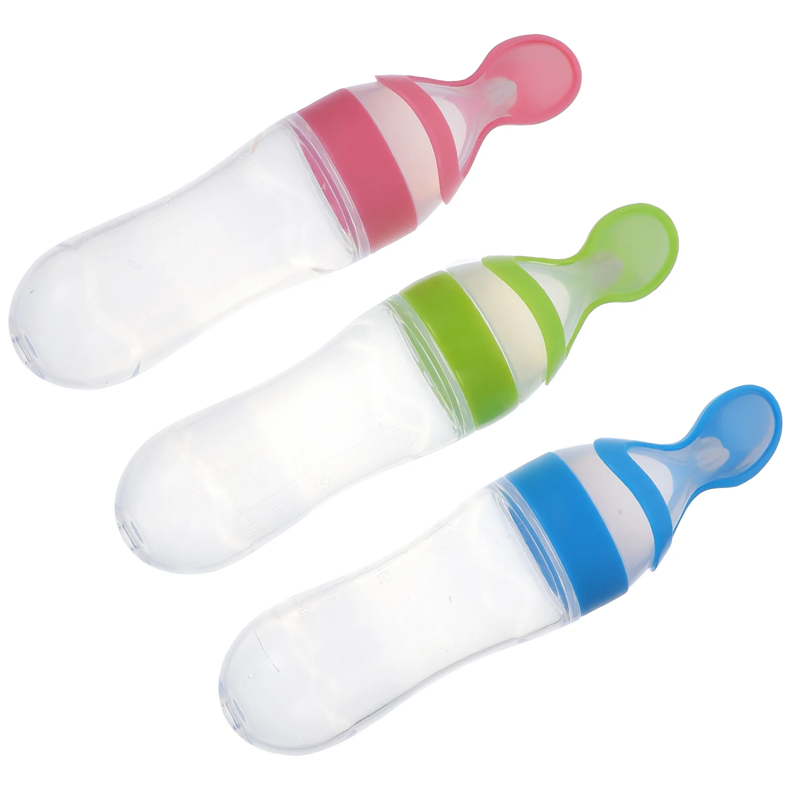 3 Pcs Squeeze Clear Feeding Bottle Food Supplement Feeder Weaning Spoon Baby Eating Supplies