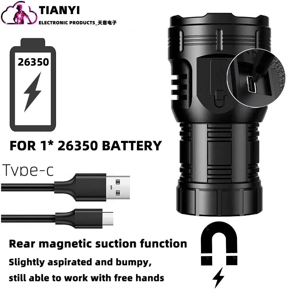 Eight eyed monster strong light flashlight super bright USB charging outdoor home portable mini with red light warning light led