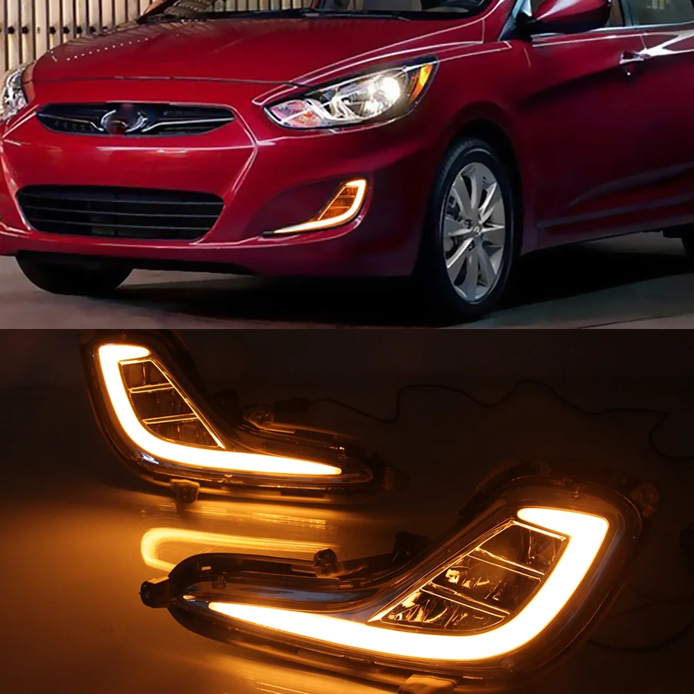 For Hyundai 10-16 Accent Fog lamp assembly LED daytime running light daytime running light turn signal