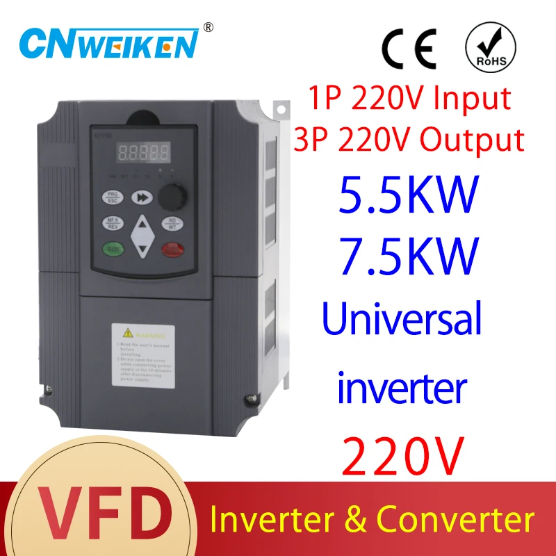 Imagem -06 - Inversor de Freqüência ac Vfd Entrada Monofásica Drives de Saída de Fases Conversor de Freqüência 4.0kw 5.5kw 220v a 3ph 220v 380v