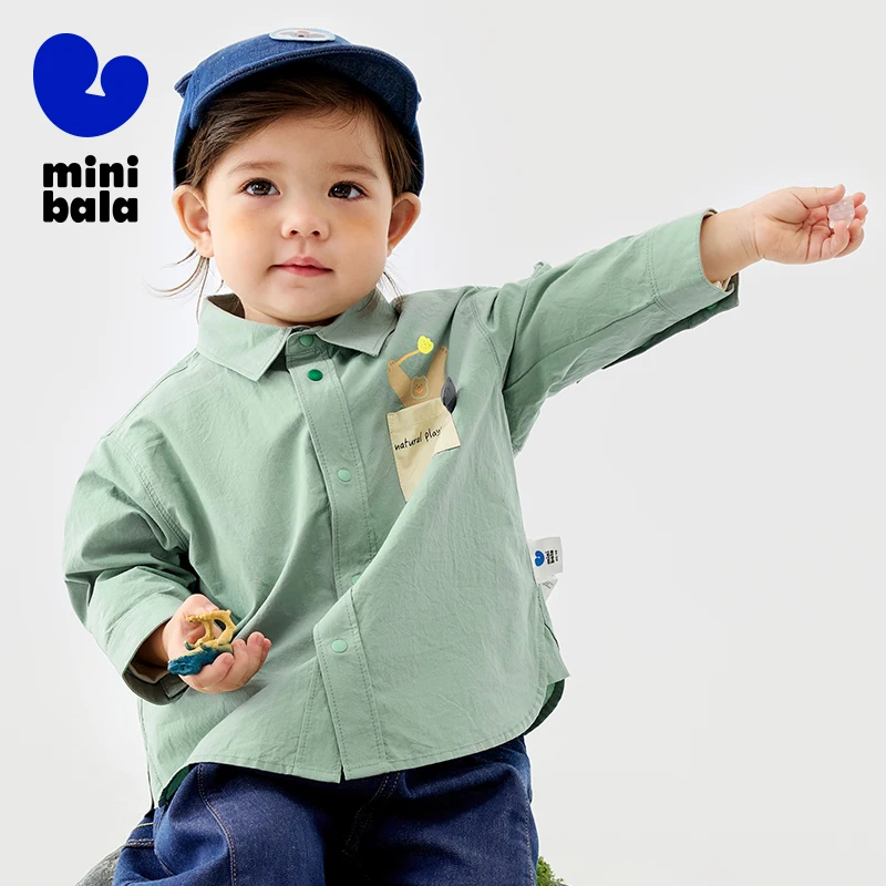 Mini Bala Camisa para niños 2025 Primavera Algodón puro Bebé Top de manga larga para un aspecto elegante