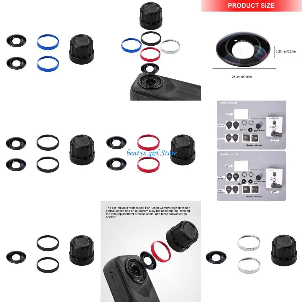 

C7AB Professional Camera Accessories Replacement Lens For X5 Action Camera Repair Lens Photography Outdoor Accessories