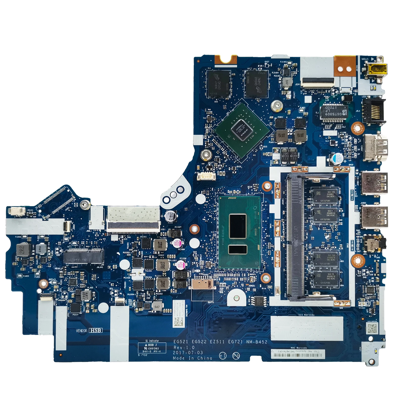 AKEMY NM-B452 For Lenovo Ideapad 520-15IKB 330-15IKB Laptop Motherboard With I7-8550U CPU 4G RAM DDR4 MX150 V2G 5B20R19909