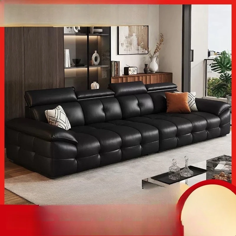 أريكة جلدية، شقة صغيرة لغرفة المعيشة، مفاتيح البيانو، مسند ظهر مرتفع أسود، صف مستقيم من ثلاثة أشخاص، بسيط #2