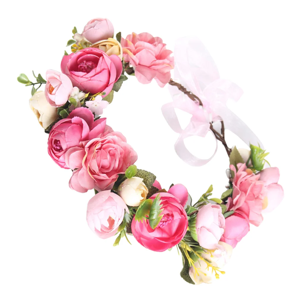 

Rose Flower Headdress Wreaths Cloth Floral Headband Wedding Garland Headwear Bridal Bride Textile Miss