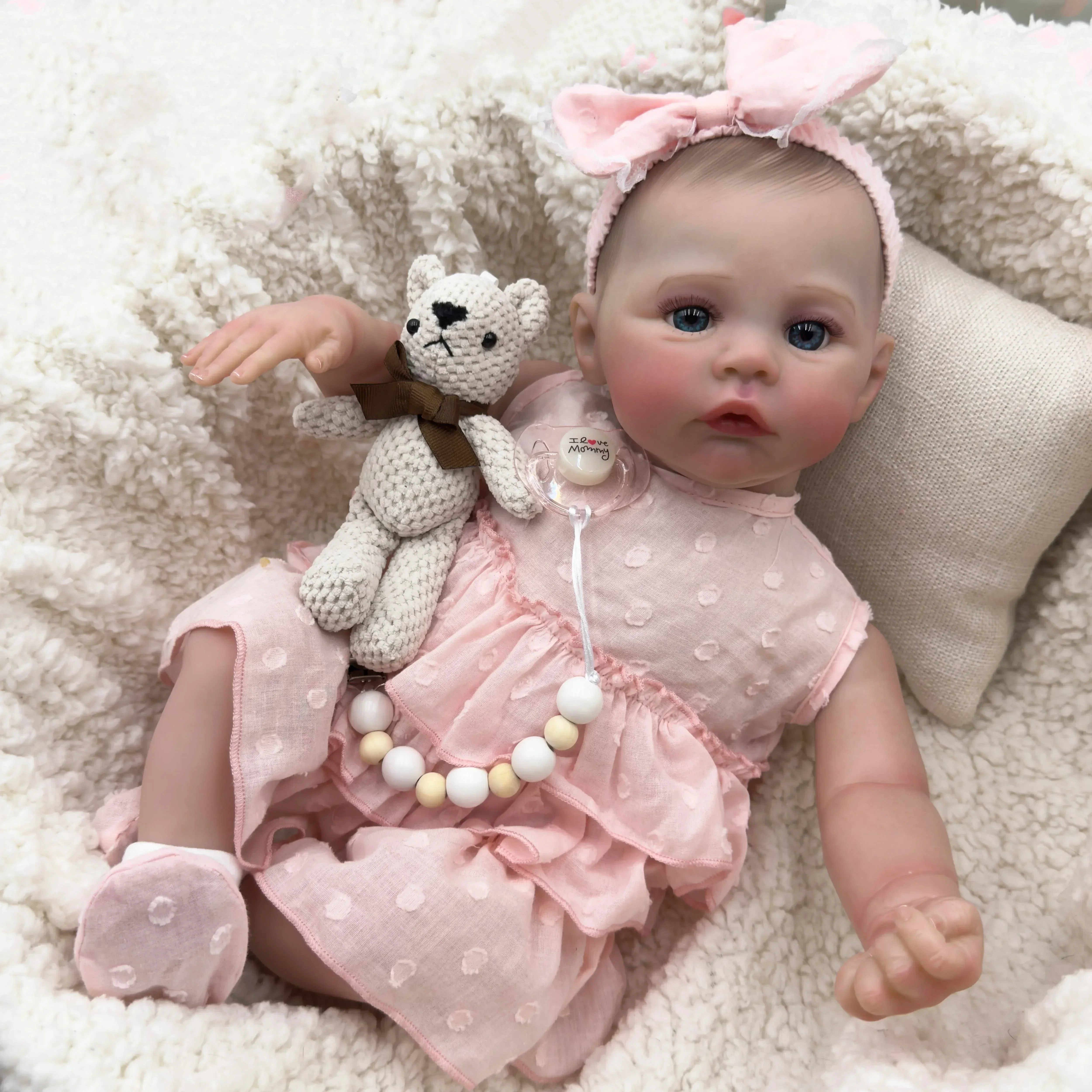 

18inch Meadow Soft Cloth Body Reborn Baby Doll 100% handmade 3D Skin with Visbile Veins Collectible Art Doll Christmas Gift