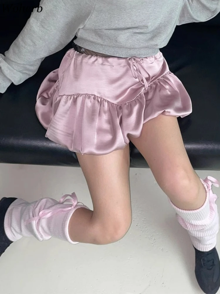

New Sweet Women Skirts High Waist Drawstring Jupe Fashion Summer Pleated Korean Saia 2025 Faldas Mujer De Moda Vintage Y2k Skirt