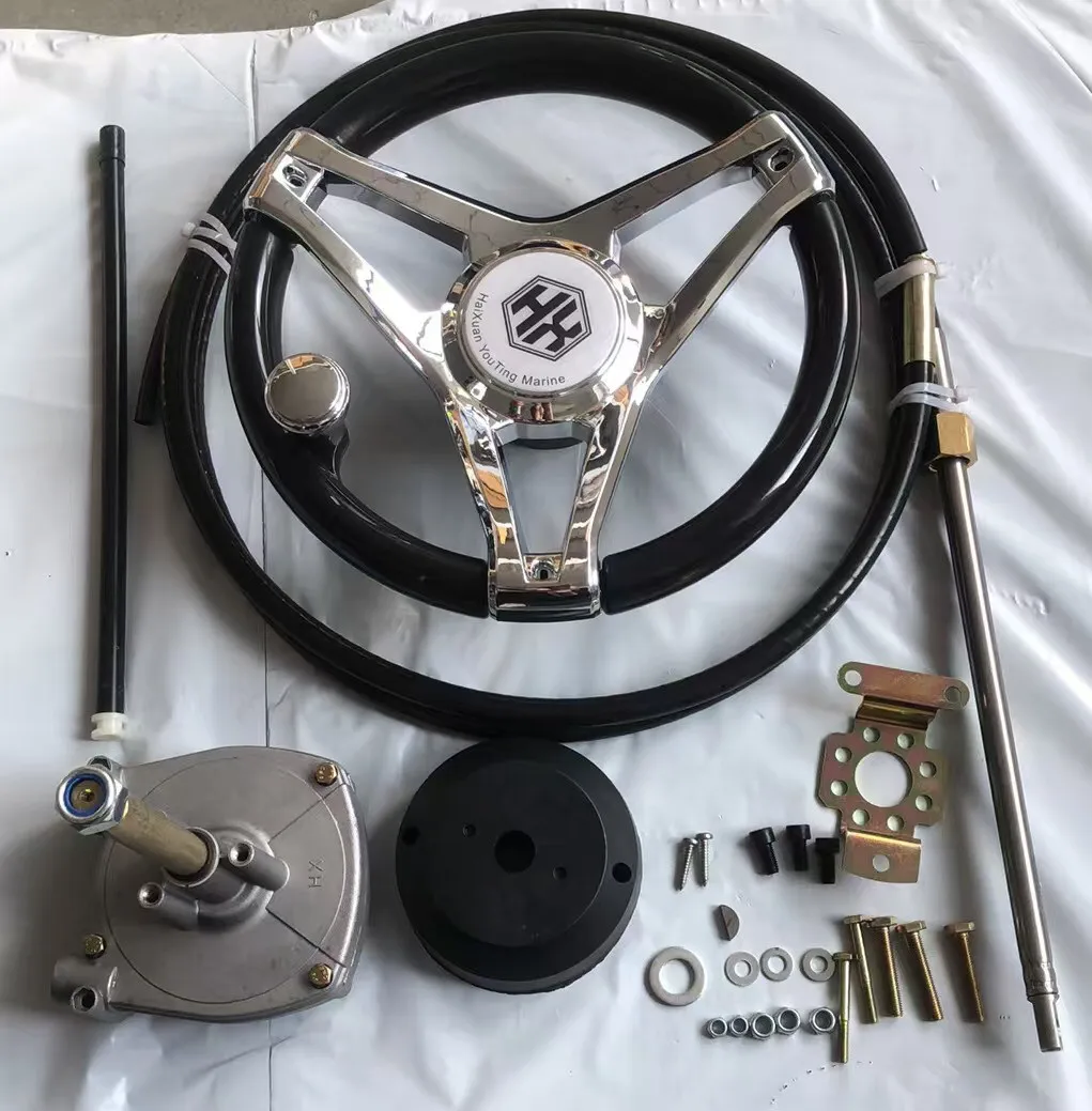 Outboard motor, mechanical steering steering system, yacht outboard trailer, turbine gear rudder, planetary steering rudder