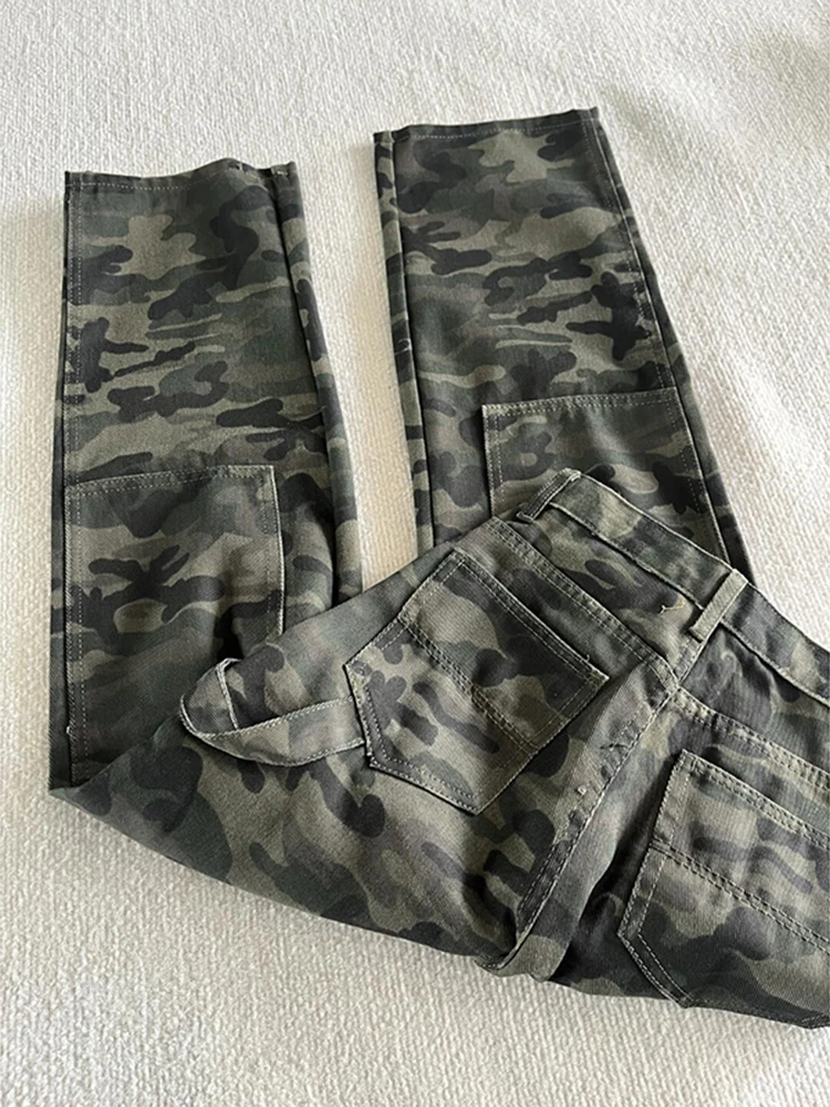 التمويه ملابس العمل الجينز الرجال الصيف الأمريكية الرجعية متوهج كلينفيت مستقيم فضفاض بنطال ذو قصة أرجل واسعة الشباب الاتجاه مقاومة ارتداء #4