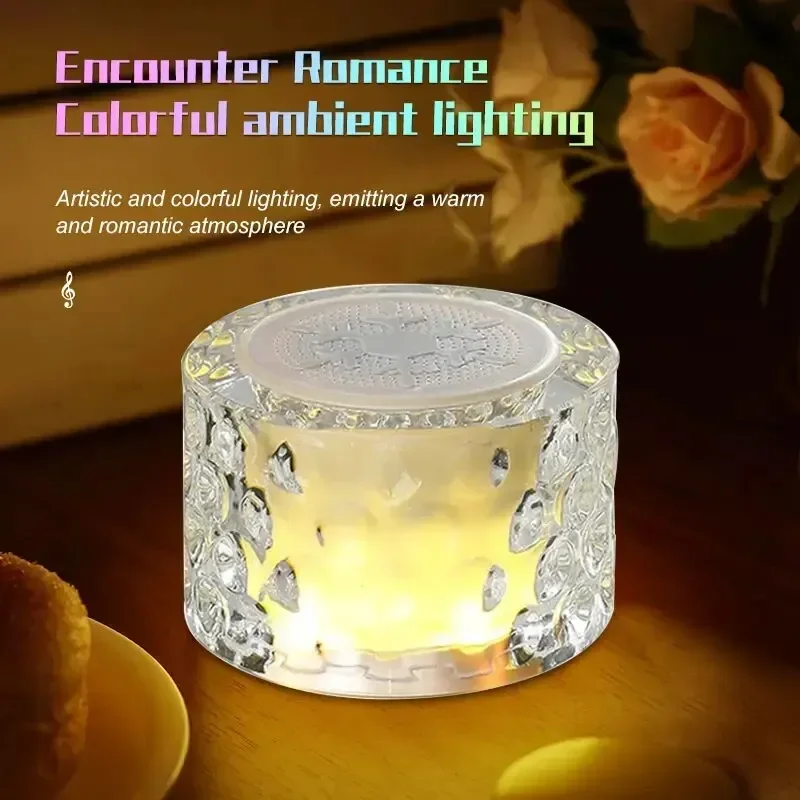 

Sound Bedside Atmosphere Nightlight Bluetooth Speaker Desktop Creative Gift Subwoofer Large Volume Glass Crystal