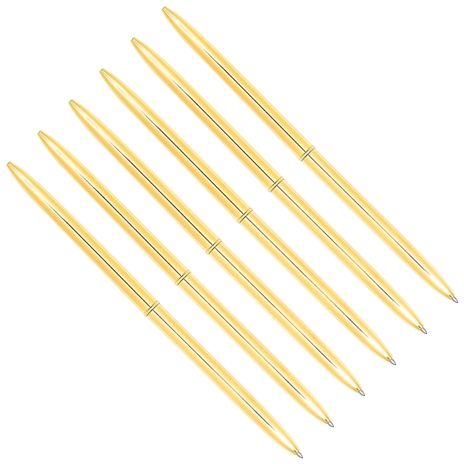 Bolígrafo de Metal con rotación de doble cabezal, tinta azul ligera para escuela, suministros de oficina, instrumento de escritura dorado, 6 uds.