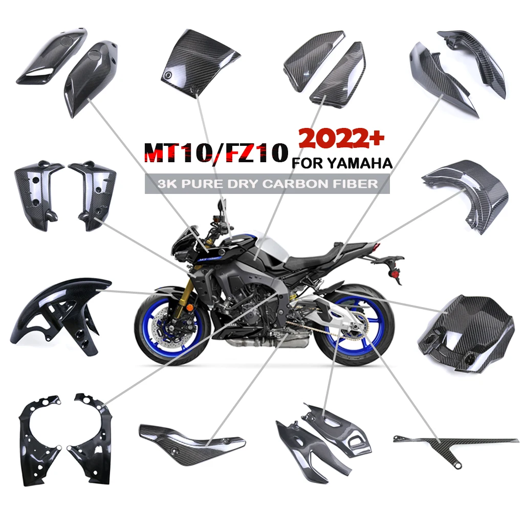 

Motorcycle Accessories Fender Fuel Tank Guard Side Panel Fairing Kit 3K Dry Carbon Fiber For Yamaha FZ10 MT10 2022+2023 2024