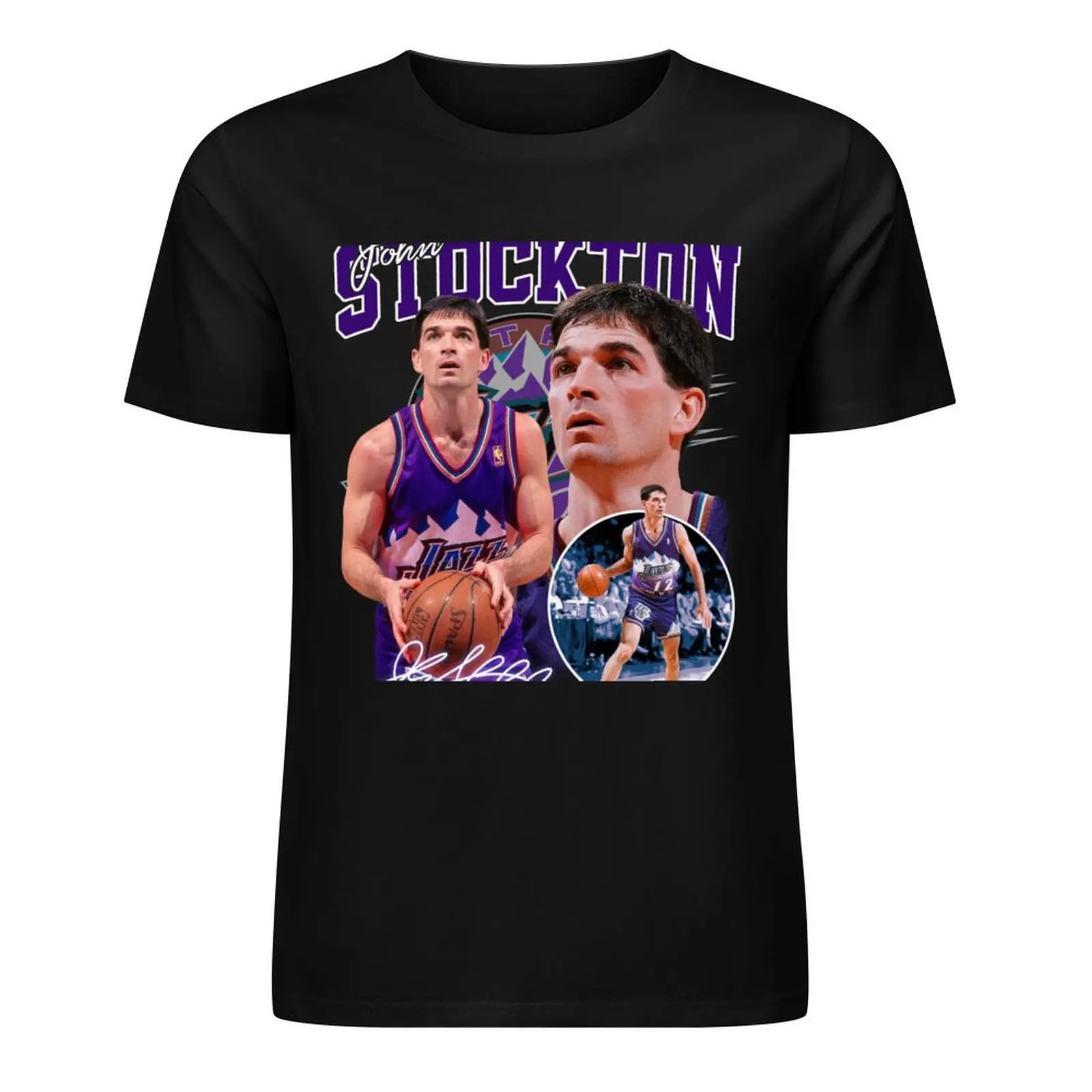 

Винтажная футболка в стиле ретро 80-х 90-х с баскетбольной надписью John Stockton Legend