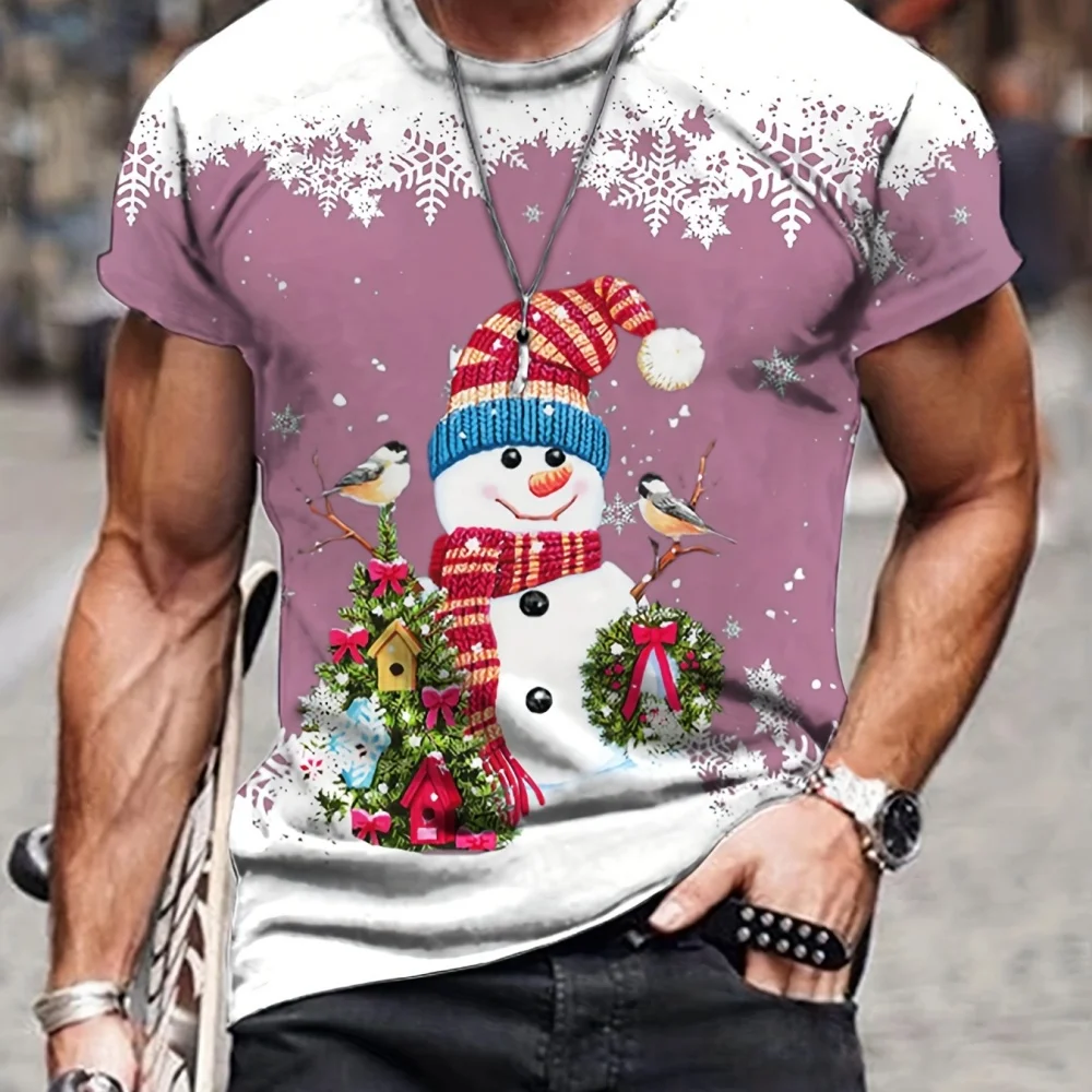 

Christmas T Shirts Men 3D Printed T-shirt Hot Sale Xmas Part Holiday Short Sleeve Men's Tops Fashion 2026 Santa Claus Clothes